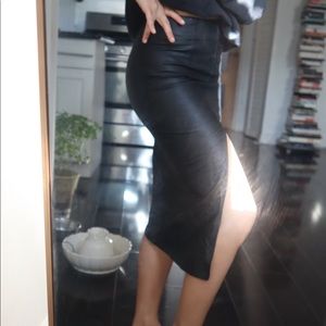 Vegan Leather Skirt. Cut out in the front.